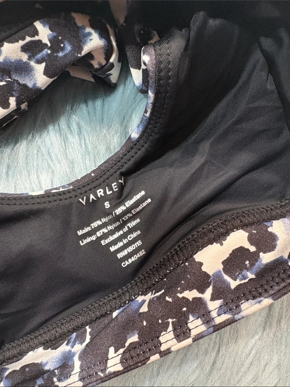 Varley Form Elsie Sports Bra in the Ink Block Floral - Picture 3 of 7